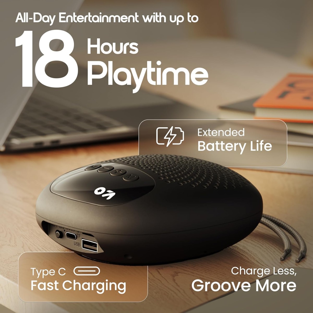 GOBOULT Bassbox Q5 Bluetooth Speaker with 5 Watt BoomX Audio, Up to 18Hrs Playtime, Type-C Charging, TF Card/USB & BT 5.4 Compatible, Made in India Portable Speaker (Pure Black) GOBOULT Bassbox Q5 Bluetooth Speaker with 5 Watt BoomX Audio, Up to 18Hrs Playtime, Type-C Charging, TF Card/USB & BT 5.4 Compatible, Made in India Portable Speaker (Pure Black)