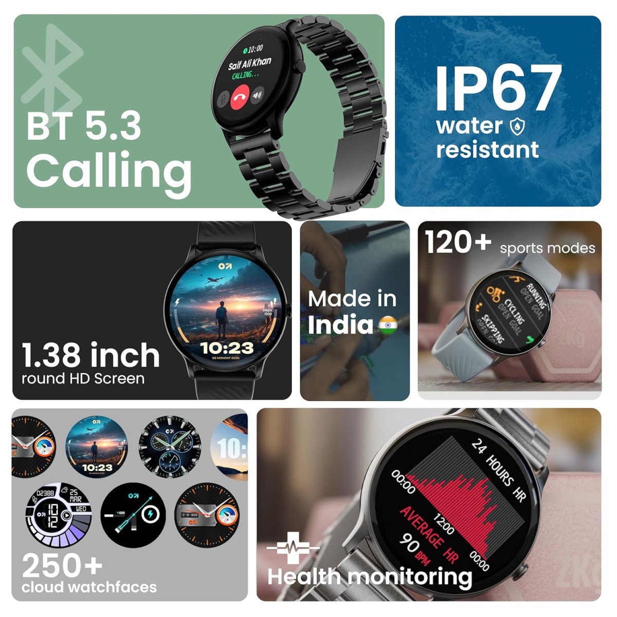 GOBOULT Dire Smart Watch with 1.38'' 2.5D Curved HD Display, BT Calling, IP67, 500 Nits Brightness,250+ Watchfaces, 120+Sports Mode, AI Voice Assistant, SpO2 Monitoring (Black Strap) GOBOULT Dire Smart Watch with 1.38'' 2.5D Curved HD Display, BT Calling, IP67, 500 Nits Brightness,250+ Watchfaces, 120+Sports Mode, AI Voice Assistant, SpO2 Monitoring (Black Strap)
