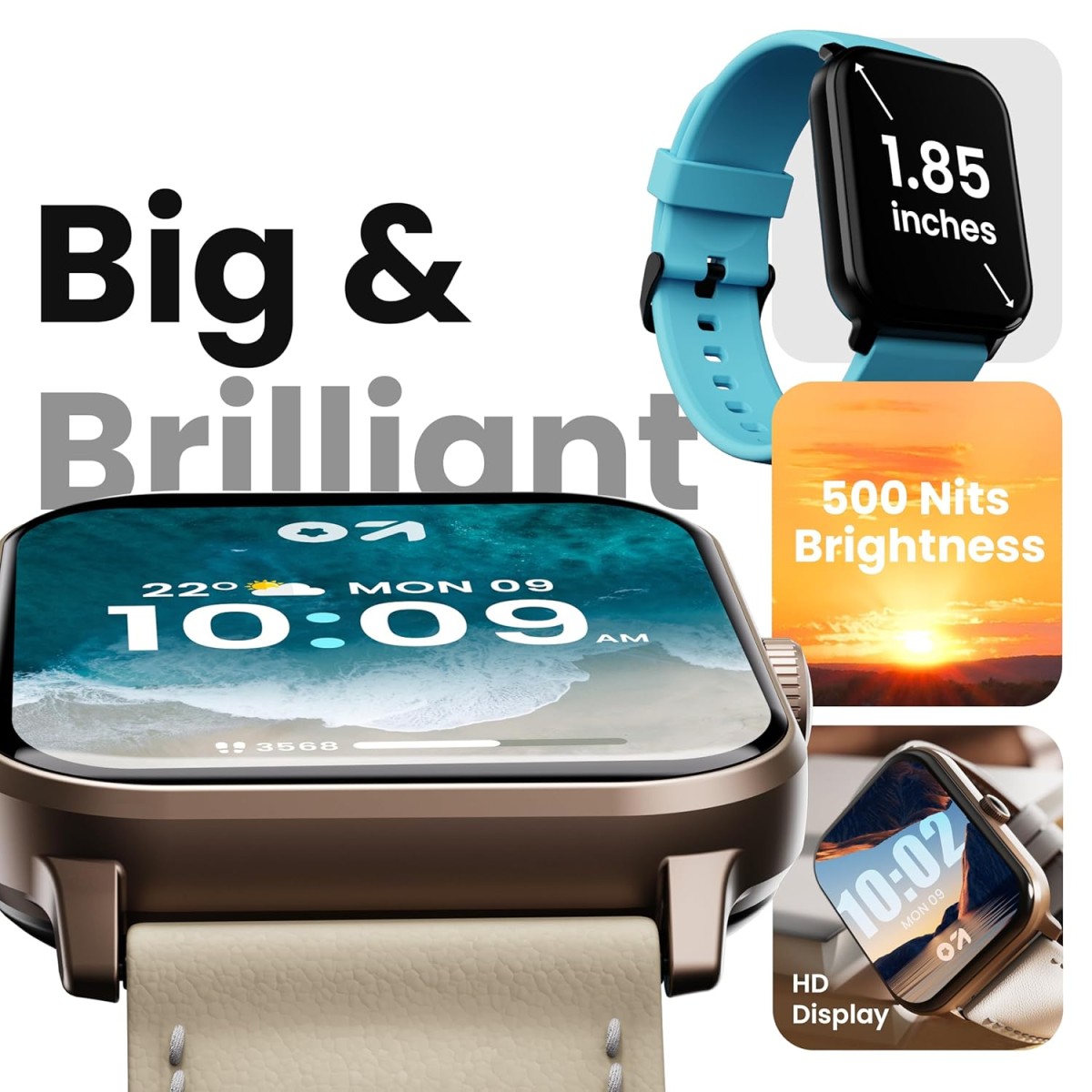 GOBOULT Drift+ Smart Watch 1.85''HD Screen,Bluetooth Calling, IP67, 500Nits Brightness,150+ Watchfaces, AI Voice Assistant, SpO2 Monitoring, 100+ Sports Mode Smartwatch (Snow Leather) GOBOULT Drift+ Smart Watch 1.85''HD Screen,Bluetooth Calling, IP67, 500Nits Brightness,150+ Watchfaces, AI Voice Assistant, SpO2 Monitoring, 100+ Sports Mode Smartwatch (Snow Leather)