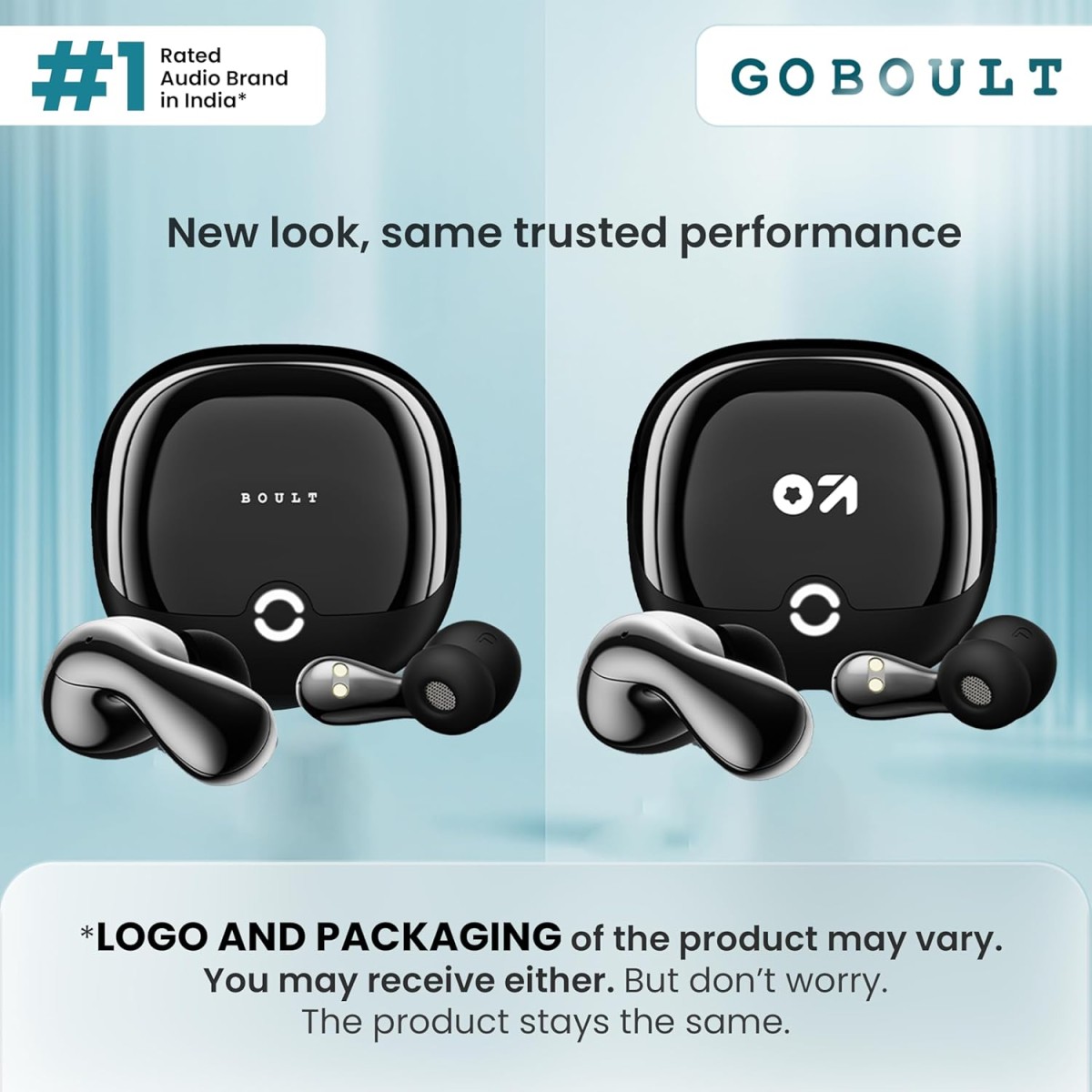 GOBOULT Klarity 1 in Ear TWS Earbuds with 80Hrs Playtime, Liquid Metal Body, Dual Device Pairing, 4 Mics ENC, 45ms Low Latency, IPX5, 13mm Bass Drivers Ear Buds Bluetooth 5.4 (Black)