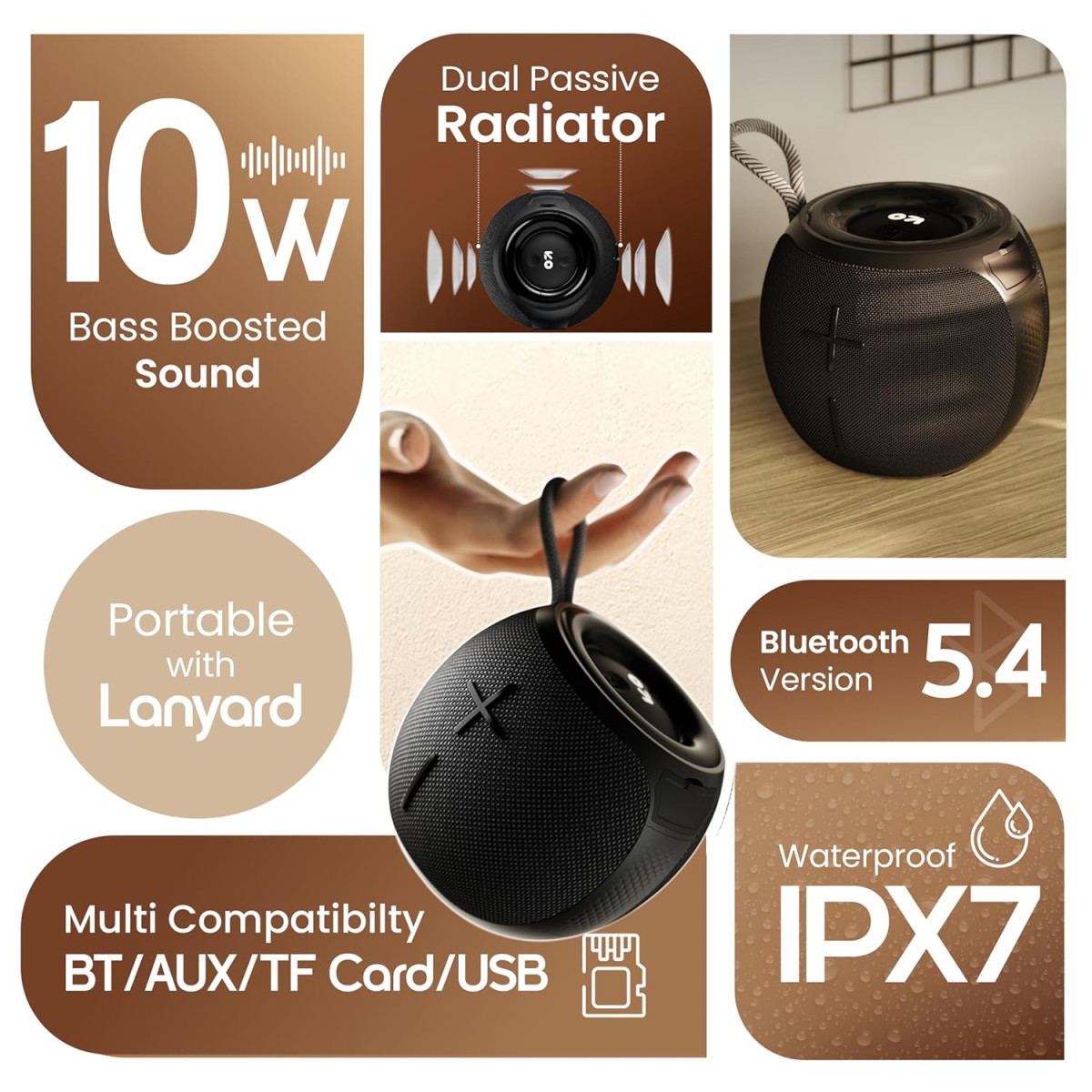 GOBOULT Newly Launched Bassbox Q10 Bluetooth Speaker 10 Watt BoomX Audio, Up to 18Hrs Playtime, Type-C Charging, AUX/TF Card/USB & BT 5.4, Dual Radiator, Portable Speaker(Pure Black) GOBOULT Newly Launched Bassbox Q10 Bluetooth Speaker 10 Watt BoomX Audio, Up to 18Hrs Playtime, Type-C Charging, AUX/TF Card/USB & BT 5.4, Dual Radiator, Portable Speaker(Pure Black)