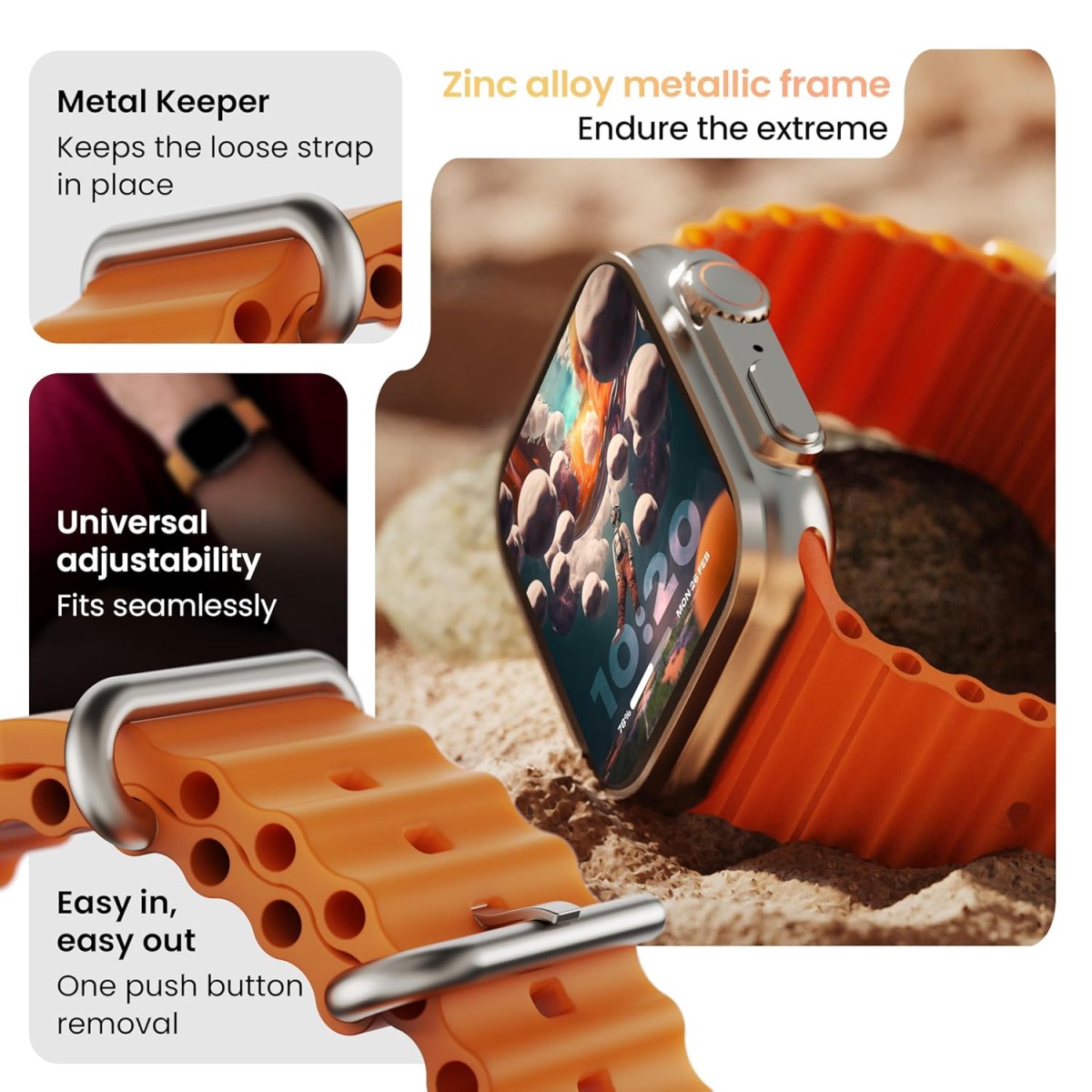 GOBOULT Newly Launched Crown Smart Watch 1.95'' Screen, BT Calling, Working Crown,Zinc Alloy Frame,900Nits Brightness, AI Voice Assistant,SpO2 Monitoring, 120+ Sports Mode (Tangerine) GOBOULT Newly Launched Crown Smart Watch 1.95'' Screen, BT Calling, Working Crown,Zinc Alloy Frame,900Nits Brightness, AI Voice Assistant,SpO2 Monitoring, 120+ Sports Mode (Tangerine)