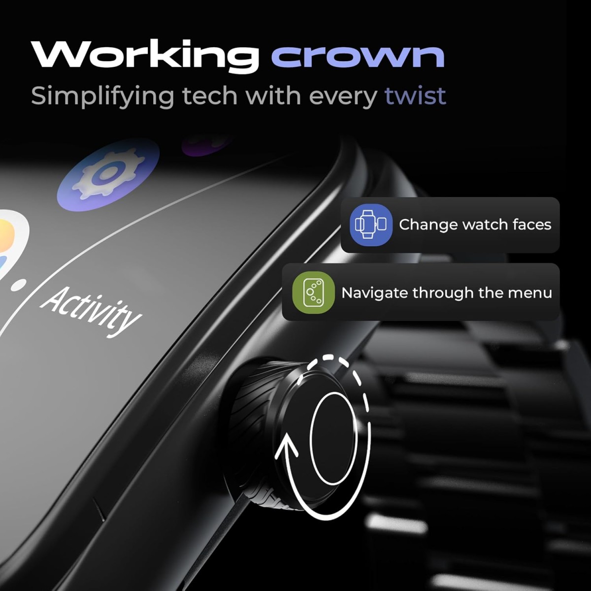 GOBOULT Trail Smart Watch 2.01'' 3D Curved HD Display, BT Calling, Working Crown, 190+Watchfaces, 500 Nits Brightness, AI Voice Assistant, SpO2 Monitoring, 120+ Sports (Metal Black) GOBOULT Trail Smart Watch 2.01'' 3D Curved HD Display, BT Calling, Working Crown, 190+Watchfaces, 500 Nits Brightness, AI Voice Assistant, SpO2 Monitoring, 120+ Sports (Metal Black)