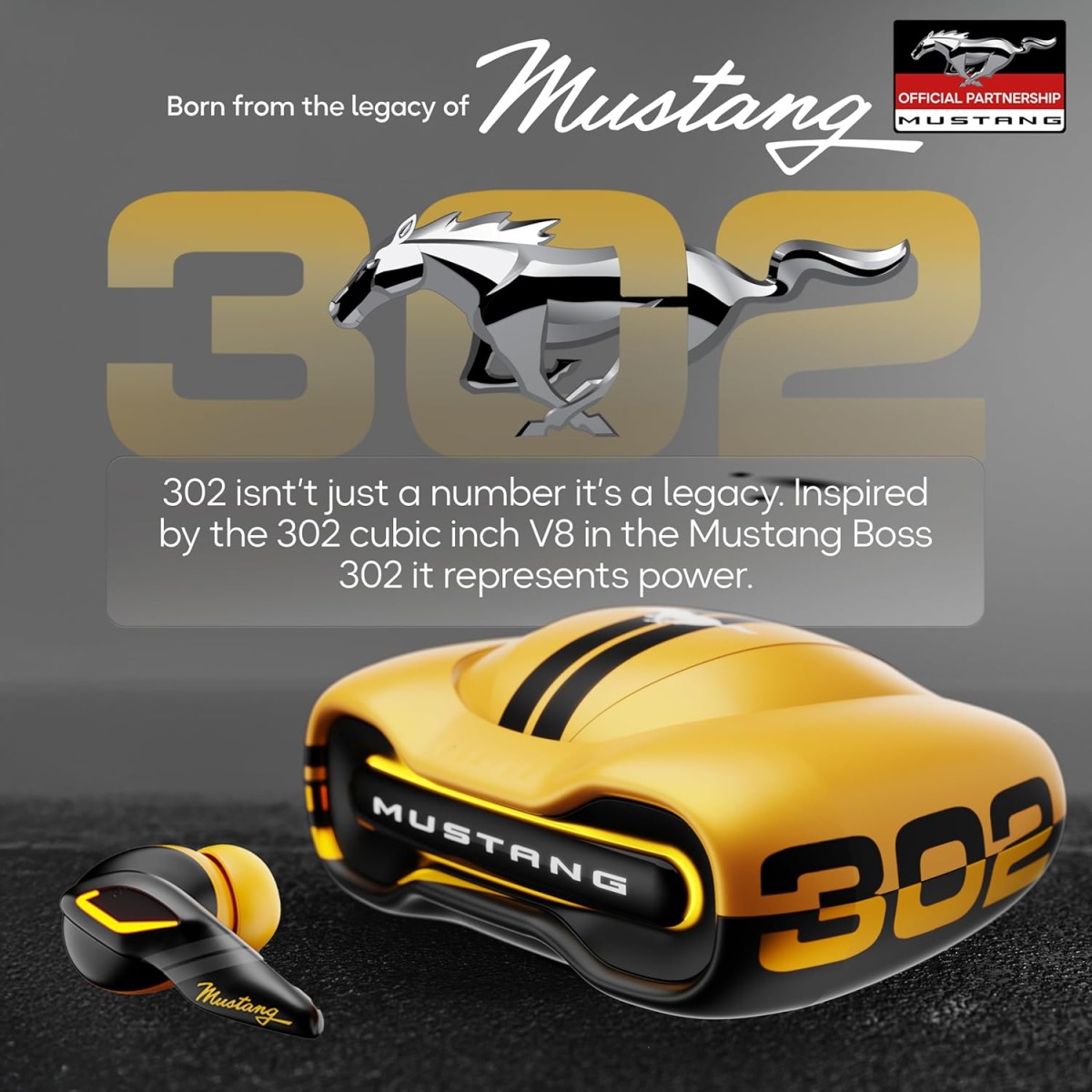 GOBOULT x Mustang Torq Wireless in Ear Earbuds with 60H Playtime, App Support, Quad Mic ENC, 45ms Low Latency