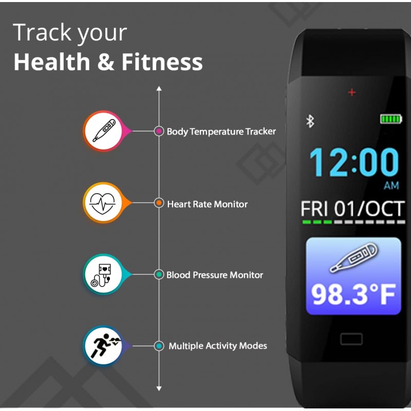 GOQii Vital 3.0 Full Touch, Smart Notification Waterproof, Smart tracker For Android Phones, Body Temperature,Blood Pressure, Heart Rate & Sleep Tracking with 3 months Personal Health Coaching (Black) GOQii Vital 3.0 Full Touch, Smart Notification Waterproof, Smart tracker For Android Phones, Body Temperature,Blood Pressure, Heart Rate & Sleep Tracking with 3 months Personal Health Coaching (Black)