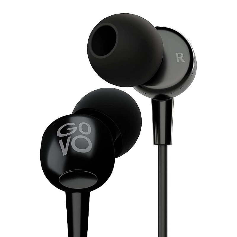 GOVO GOBASS 410 in-Ear Wired Earphones with Mic (Platinum Black)