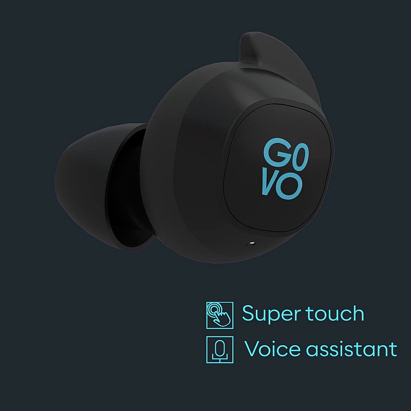 GOVO GOBUDS 920 Earbuds - Truly Wireless Earbuds with Mic, Noise Cancellation, Battery 30H, Bluetooth v5.0, IPX5, Fast Charge (Premium Black)