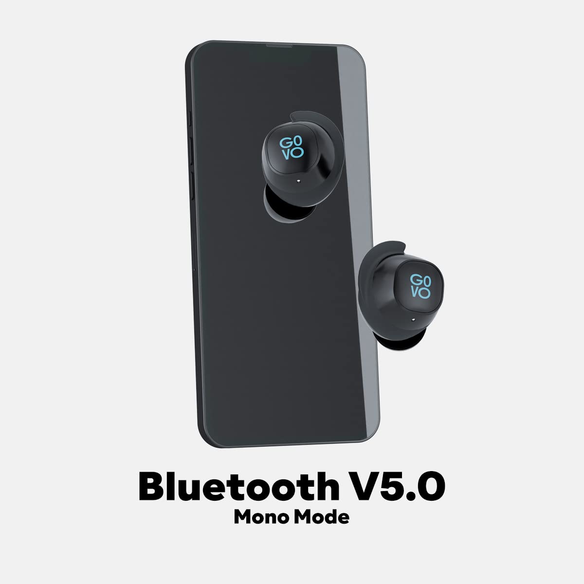 GOVO GOBUDS 920 Truly Wireless in Ear Earbuds with Mic, 30H Playtime, Fast Charging,IPX5 Water Resistant, Dual Pairing, Noise Cancellation (Platinum Black)