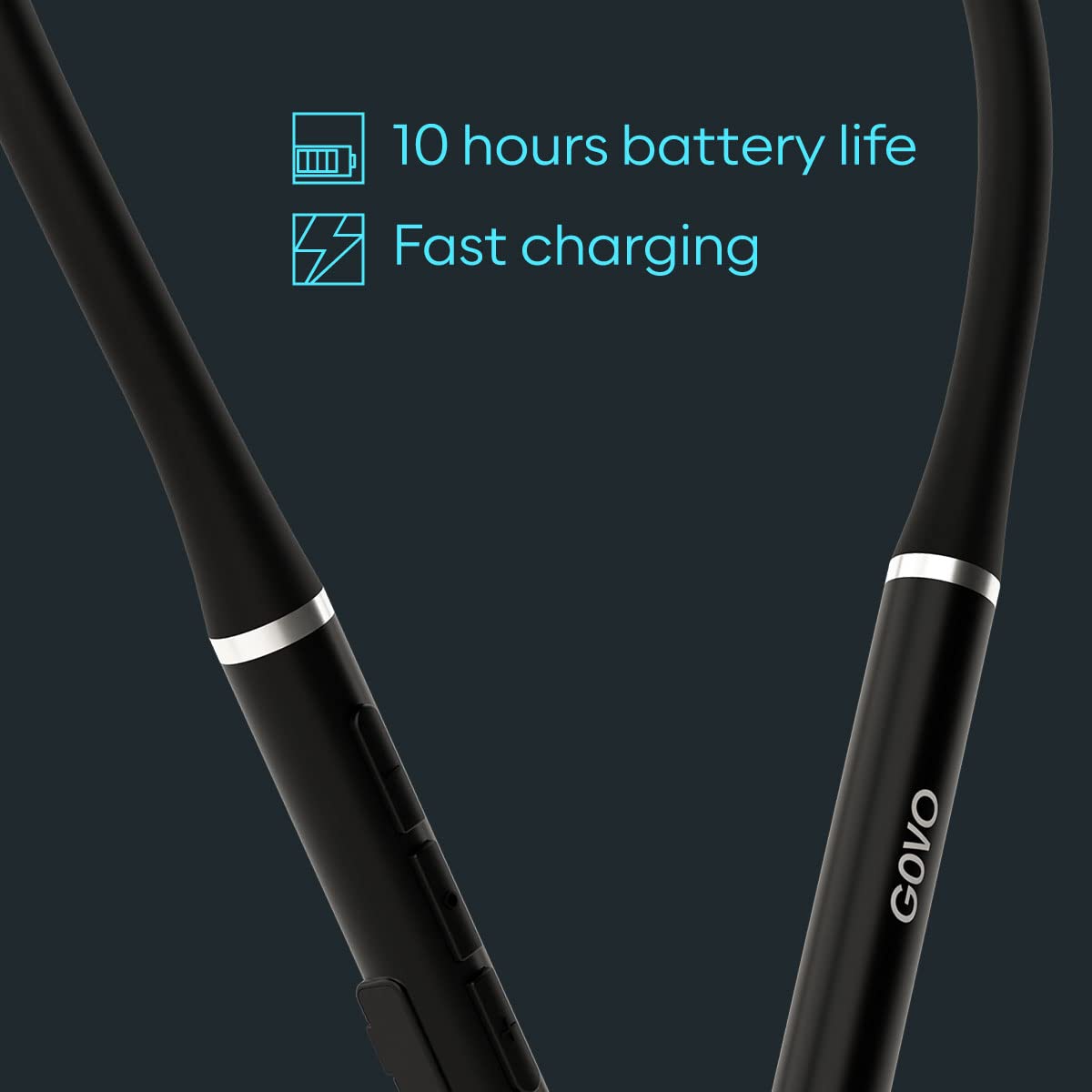 GOVO GOKIXX 630 Wireless Neckband with ASAP Charge, Upto 10H Play time Platinum Black
