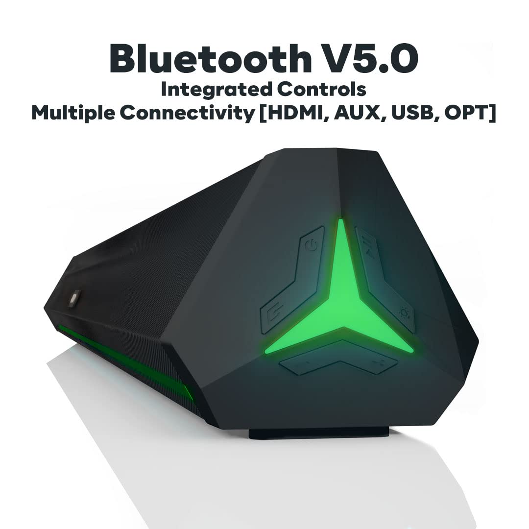 GOVO GOSURROUND 900 200W Soundbar, 2.1 Channel Home Theatre, 6.5” Wired Stylish Remote (Platinum Black)