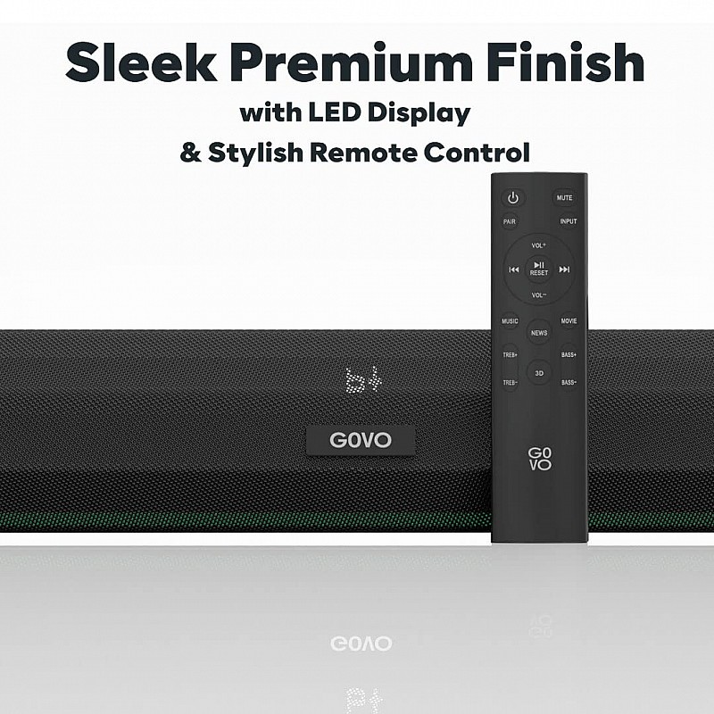 GOVO GOSURROUND 900  200W Soundbar, 2.1 Channel Home Theatre, 6.5” Wired  Stylish Remote (Platinum Black)