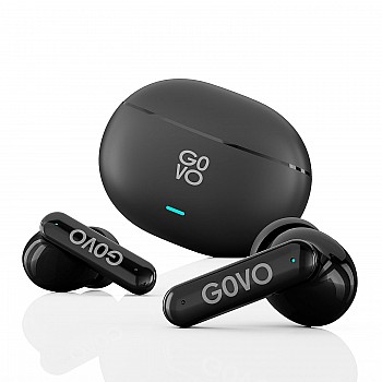 GOVO GoBuds 445 Wireless Earbuds: with 72H Playtime, Quad Mic ENC, Rapid Charge (5 mins charge= 120 mins playtime), Low Latency Mode, 12mm Drivers, Bluetooth v5.3,Smart Touch Controls (Platinum Black)