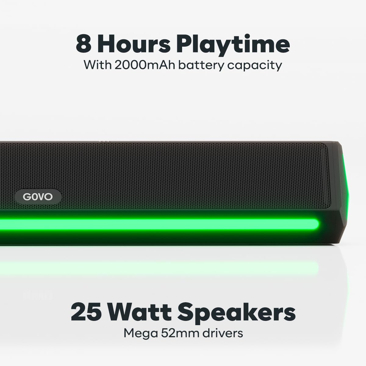GOVO GoSurround 300 | 25W Bluetooth Sound bar, 2000 mAh Battery, 2.0 Channel with 52mm Drivers