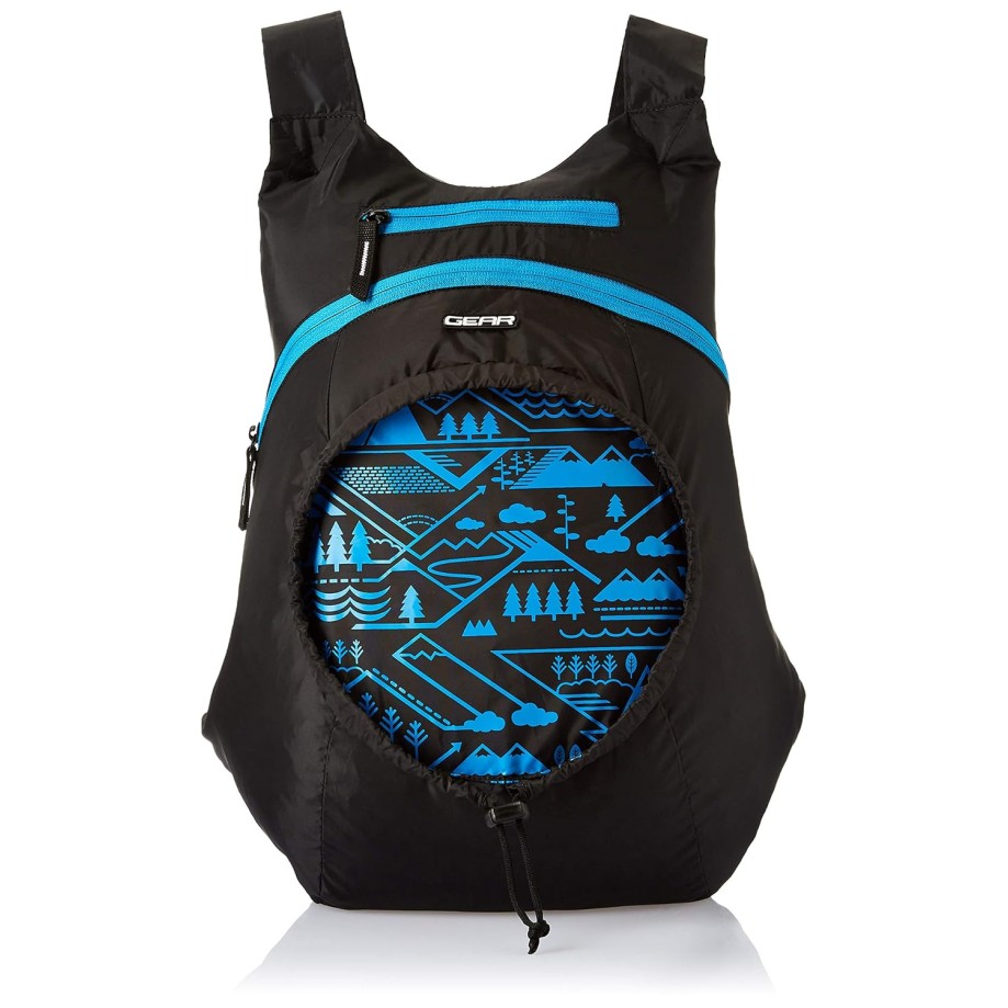 Gear CarryOn 16L Foldable Water Resistant School Bag//Backpack/College Bag for Men/Women - Blue Black
