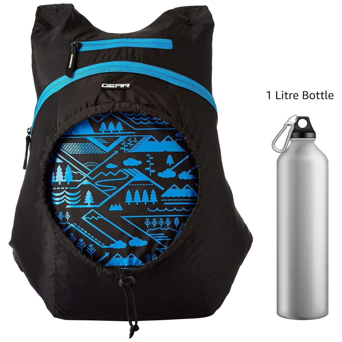 Gear CarryOn 16L Foldable Water Resistant School Bag//Backpack/College Bag for Men/Women - Blue Black