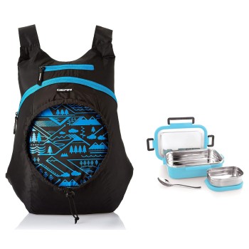 Gear CarryOn 16L Foldable Water Resistant School Bag//Backpack/College Bag for Men/Women - Blue Black