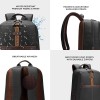 Gear Classic 4 19"/31L Anti Theft Faux Leather Medium Water Resistant 3 Compartment Laptop Backpack/Casual Backpack/Daypack/Travel Backpack/College Bag For Men/Women(Black-Brown)