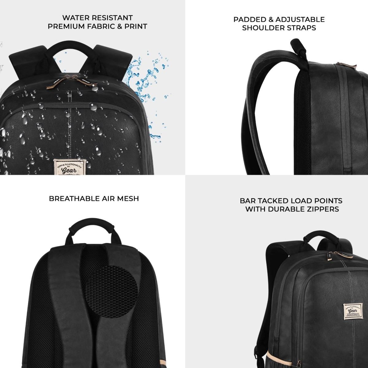 Gear Classic 28 L Anti Theft Faux Leather 14 cms Black Laptop Backpack (LBPCLSLTH0101) 