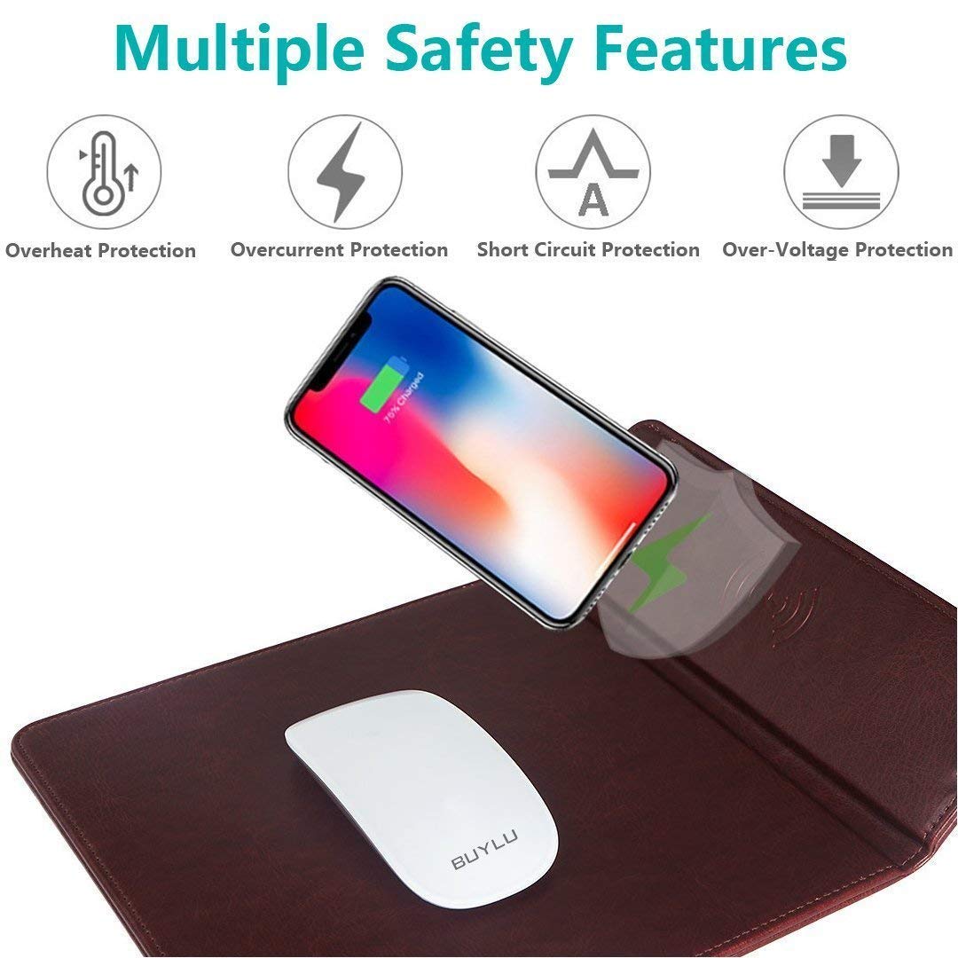 Geekpro 5W Wireless Fast Charging Mouse Pad Station Mat For Mobile Phones And Cellular Phones (Brown)