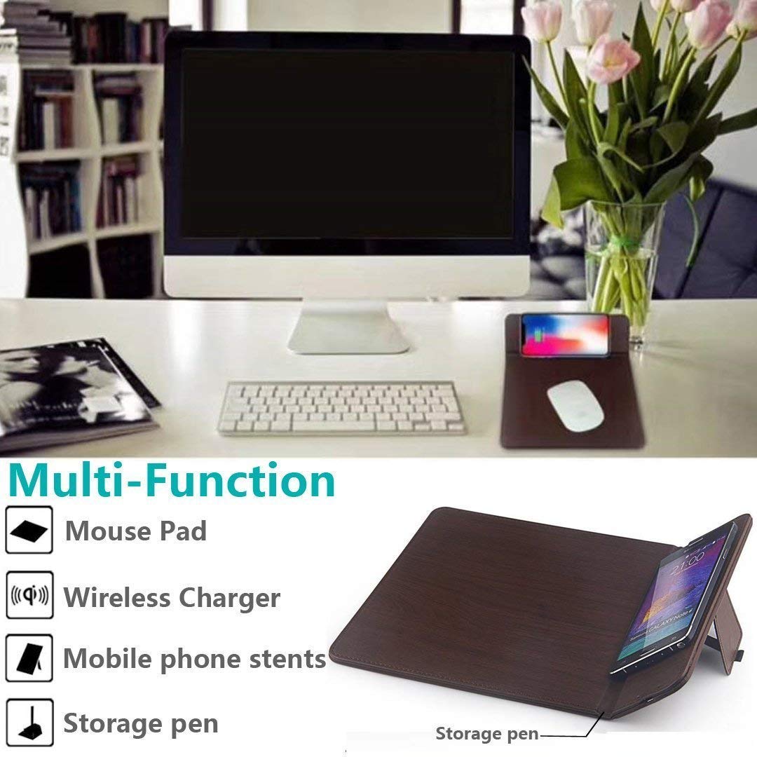 Geekpro 5W Wireless Fast Charging Mouse Pad Station Mat For Mobile Phones And Cellular Phones (Brown)