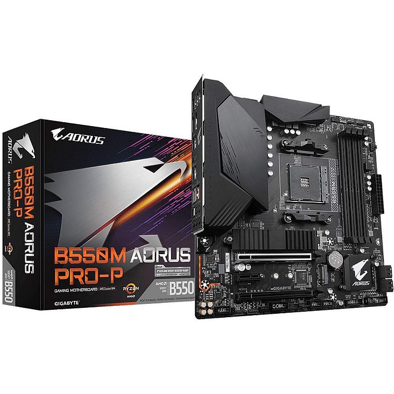 Gigabyte B550M AORUS PRO-P AMD Ryzen 5000 B550 Micro ATX M.2 Thermal Guard HDMI DVI USB 3.2 Gen 2 DDR4 Motherboard