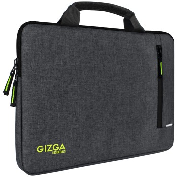 Gizga Essentials 14.1 Inch Laptop Sleeve Case Cover Pouch Bag with Handle & Front Pocket| Slim & Water-Resistant Nylon Fabric with Shockproof Foam Padding, Soft Lining & Premium Zipper Closure (Grey)
