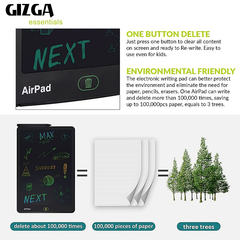 Gizga Essentials Magic Slate Digital LCD Writing Tablet with Stylus Pen & 16-Inch Screen