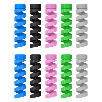 Gizga Essentials Spiral Cable Protector Cord Saver for iPhone Charger, Mac Charger, Wire Guard, Durable Flexible Silicone Wire Winder for Charging Cables, Data Cables, Earphones (10 Pack Multi-Color)
