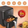 Glen Digital Air Fryer, 6 Litre, 1500W Airfryer with 7 Pre-Set Functions, Auto Sleep, Digital Controls, Timer & Temperature Control, Bake, Fry, Roast & Grill with Less Oil, Large Black (SA-3042DBL)