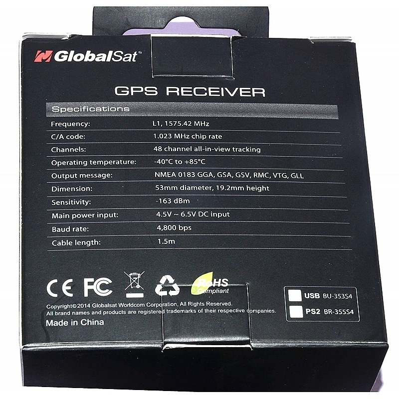 GlobalSat BU-353S4 Cable USB GPS Receiver Module with USB interface G Mouse Magnetic (SiRF Star IV) Aadhar Card