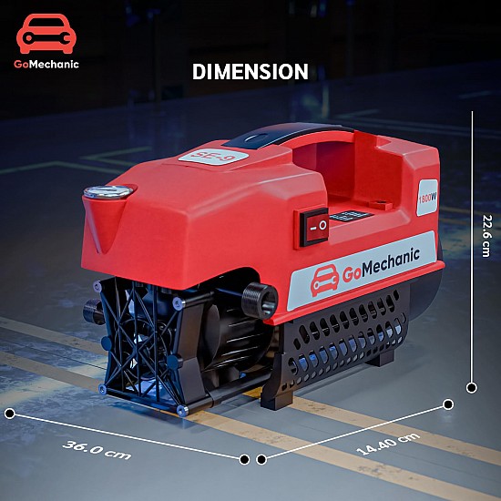 GoMechanic Car Pressure Washer High Pressure Pump Machine Portable Washing Gun 1800 Watts, 120 Bars & 6.5L/Min Flow Rate 8 Meter Outlet Hose for Car, Bike & Home Cleaning (Red, LHPW20)