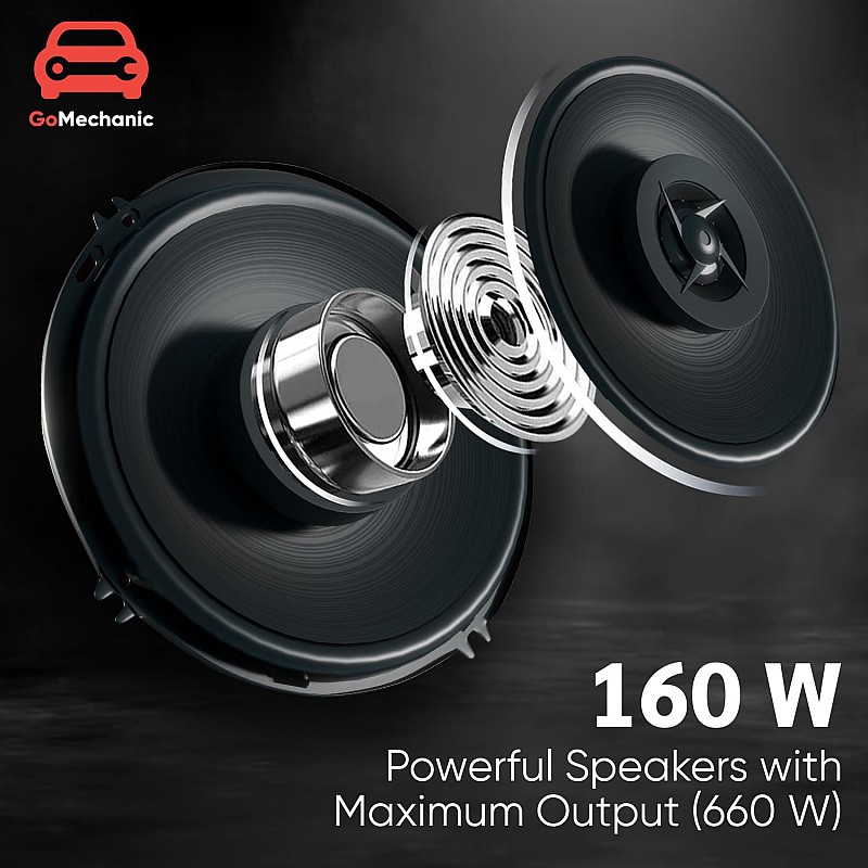 GoMechanic Component Speaker for Car - 160 Watts 2-Way Coaxial Music System with Bass Woofer Sound – 6-Inch Stereo System for Car – 660W Max Output (Sonus S2-6 Inch, Black)