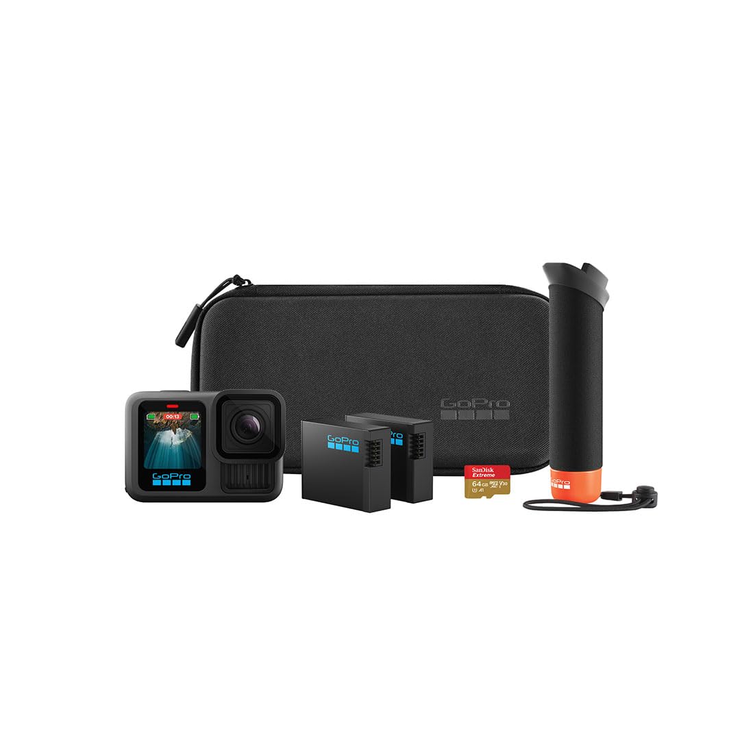 GoPro HERO13 Black Special Bundle Includes - HERO13 Black Camera, Handler, 2-Enduro Batteries, 2-Curved Adhesive Mounts, 64GB MicroSD Card, Hard Carrying Case(1-Yr International+1-Yr India Warranty) GoPro HERO13 Black Special Bundle Includes - HERO13 Black Camera, Handler, 2-Enduro Batteries, 2-Curved Adhesive Mounts, 64GB MicroSD Card, Hard Carrying Case(1-Yr International+1-Yr India Warranty)