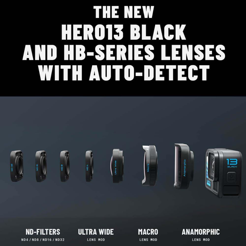 GoPro HERO13 Black - Waterproof Action Camera with 5.3K60 Video, 27MP Photo + Compatability with HB-Series Lenses(1-Yr International+1-Yr India Warranty) GoPro HERO13 Black - Waterproof Action Camera with 5.3K60 Video, 27MP Photo + Compatability with HB-Series Lenses(1-Yr International+1-Yr India Warranty)
