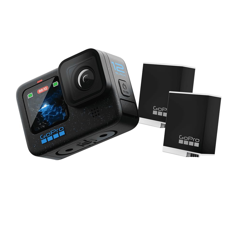 GoPro Hero12 Bundle Pack - Includes Hero12 Action Camera, 2-Batteries, Floating Hand Grip, Head Strap, Curved Adhesive Mount, Mounting Buckle, Carrying Case (1-Yr International + 1-Yr India Warranty)