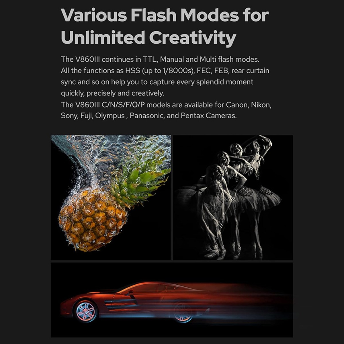 Godox V860III-F Camera Flash Light Wireless TTL Speedlite Transmitter/Receiver GN60 1/8000s HSS Built-in 2.4G Wireless X System with Modeling Light Compatible with Fuji Fujifilm Cameras