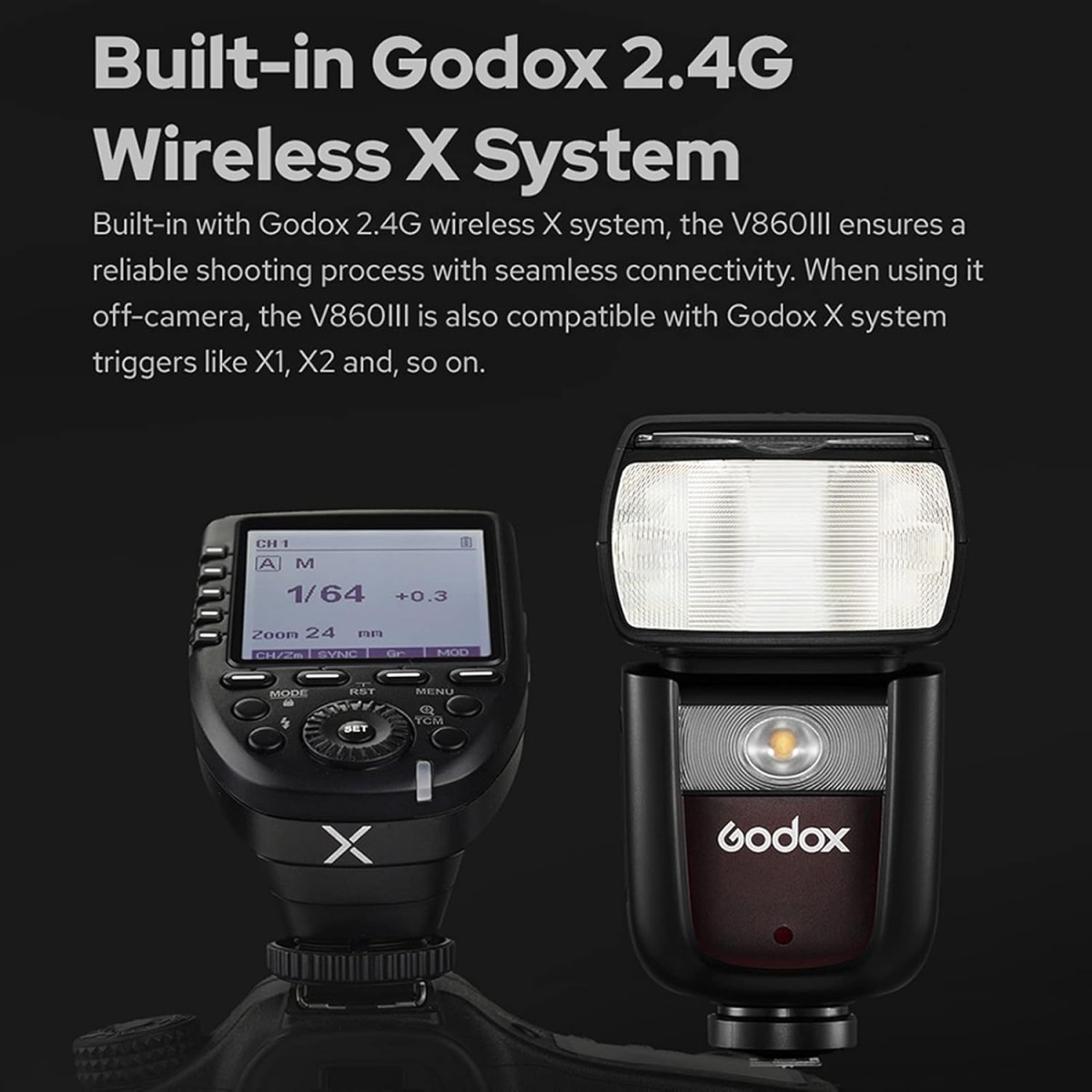 Godox V860III-F Camera Flash Light Wireless TTL Speedlite Transmitter/Receiver GN60 1/8000s HSS Built-in 2.4G Wireless X System with Modeling Light Compatible with Fuji Fujifilm Cameras