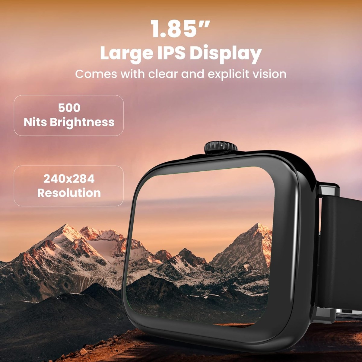 HAMMER Ace 4.0 Calling Smart Watch with Large 1.85" IPS Display, Dual Mode, Spo2, Heart Rate, Strong Metallic Body & Skin Friendly Strap, Black