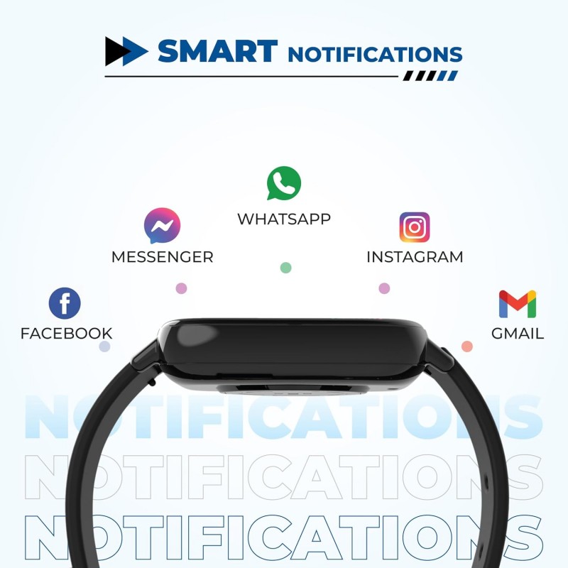 HAMMER Ace 4.0 Calling Smart Watch with Large 1.85" IPS Display, Dual Mode, Spo2, Heart Rate, Strong Metallic Body & Skin Friendly Strap, Black