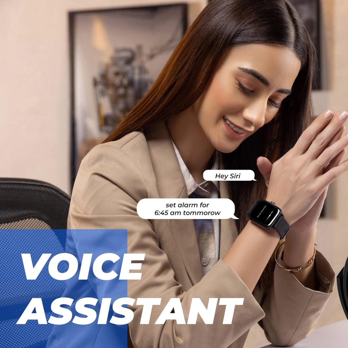 HAMMER Ace 4.0 Calling Smart Watch with Large 1.85" IPS Display, Dual Mode, Spo2, Heart Rate, Strong Metallic Body & Skin Friendly Strap, Black