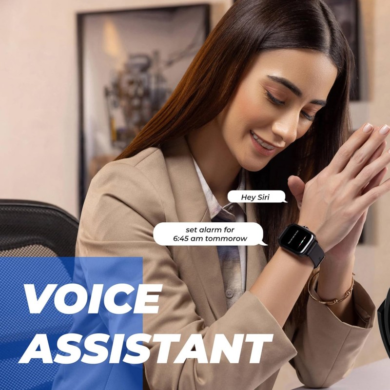 HAMMER Ace 4.0 Calling Smart Watch with Large 1.85" IPS Display, Dual Mode, Spo2, Heart Rate, Strong Metallic Body & Skin Friendly Strap, Black