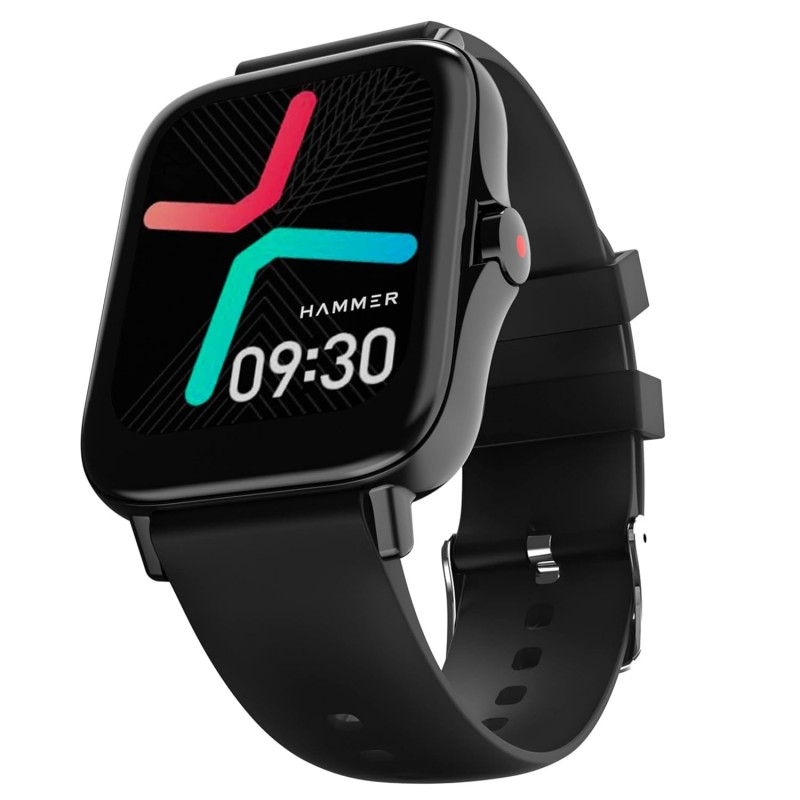 HAMMER Ace 4.0 Calling Smart Watch with Large 1.85" IPS Display, Dual Mode, Spo2, Heart Rate, Strong Metallic Body & Skin Friendly Strap, Black