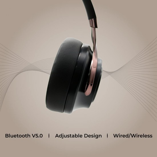 HAMMER Bash Over The Ear Wireless Bluetooth Headphones with Mic, Deep Bass, Foldable Headphones, Fast Pairing (Black)