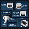 HAMMER Screen TWS, ANC (32Db), Smart Touch Display True Wireless Buds, Type-C Fast Charging, Bv5.4, Find My in Ear Earbuds, 4 Mics Enc for Clear Calling, Transparency Mode, Eq Mode (White)