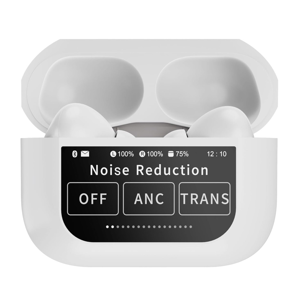 HAMMER Screen TWS, ANC (32Db), Smart Touch Display True Wireless Buds, Type-C Fast Charging, Bv5.4, Find My in Ear Earbuds, 4 Mics Enc for Clear Calling, Transparency Mode, Eq Mode (White)