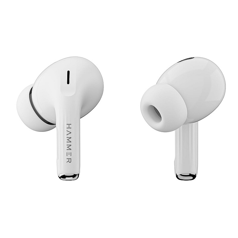 HAMMER Screen TWS, ANC (32Db), Smart Touch Display True Wireless Buds, Type-C Fast Charging, Bv5.4, Find My in Ear Earbuds, 4 Mics Enc for Clear Calling, Transparency Mode, Eq Mode (White)