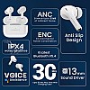 HAMMER Screen TWS, ANC (32Db), Smart Touch Display True Wireless Buds, Type-C Fast Charging, Bv5.4, Find My in Ear Earbuds, 4 Mics Enc for Clear Calling, Transparency Mode, Eq Mode (White)