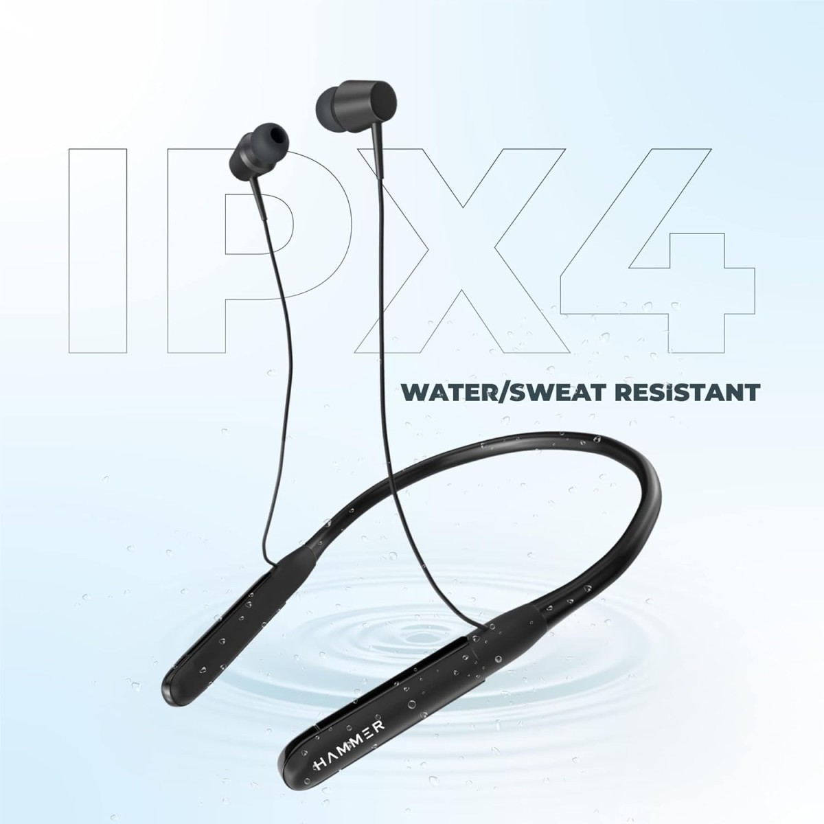 HAMMER Sting 2.0 Wireless Bluetooth in Ear Neckband with Mic (Black)
