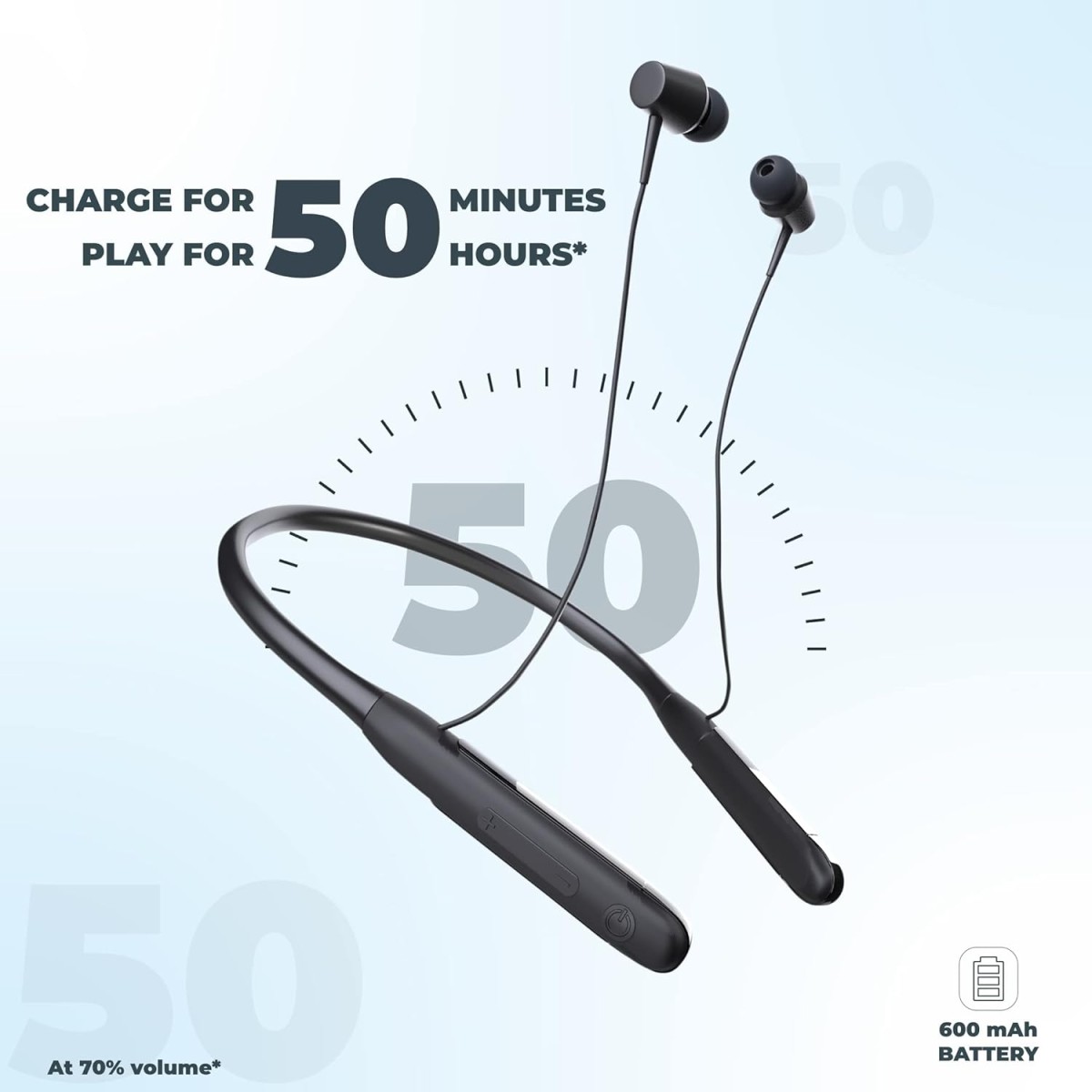 HAMMER Sting 2.0 Wireless Bluetooth in Ear Neckband with Mic (Black)