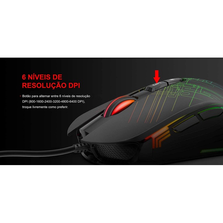 HAVIT GAMENOTE MS1019 RGB Backlit Programmable Gaming Mouse - 7 Buttons, 4800 DPI